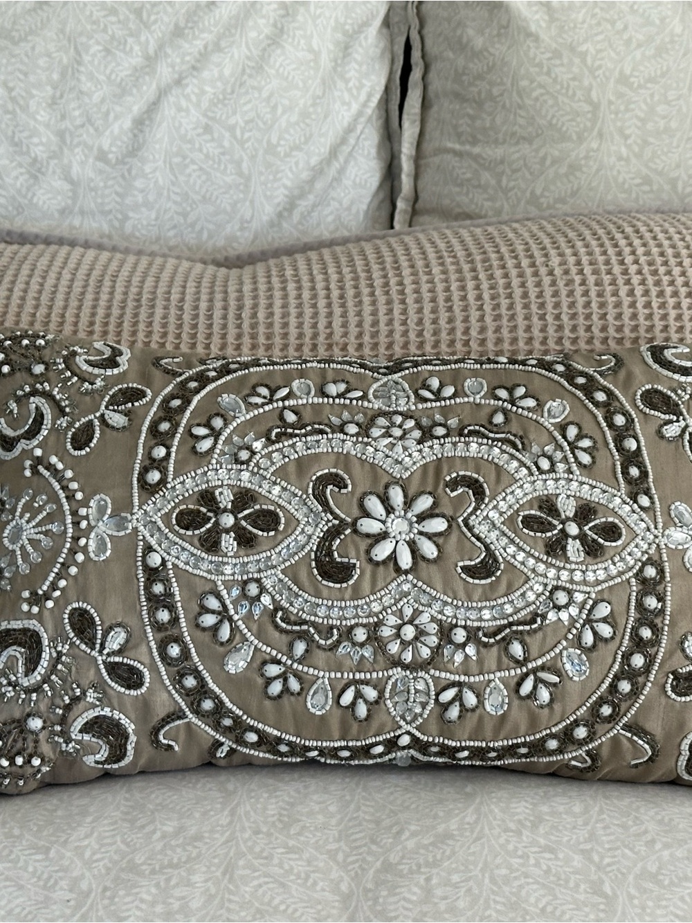 Pier One Beaded and sequence Decorative Lumbar Pillow